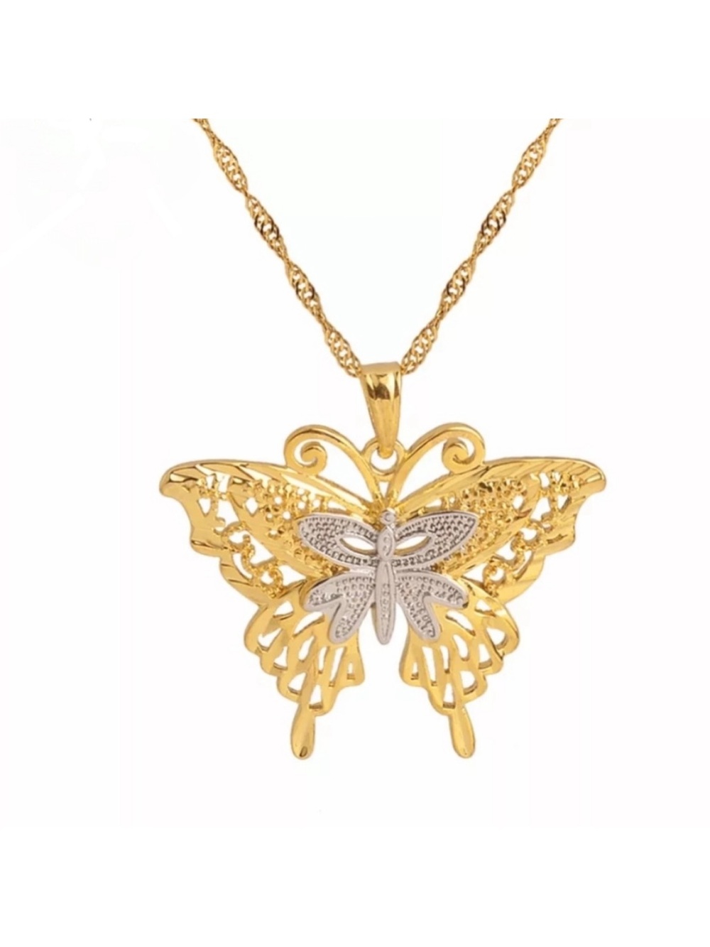 Gold Butterfly Pendant Necklace - Women's Jewelry